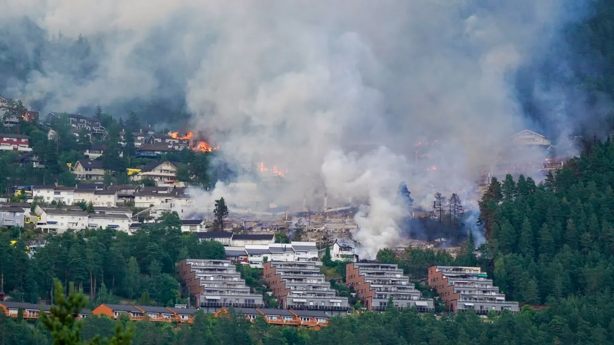 Großbrand in Drammen: Über 100 Wohnungen zerstört – Löschhubschrauber im Einsatz