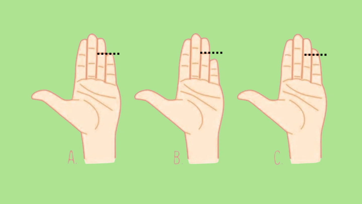 Illustration eines Hand-Tests mit markiertem kleinen Finger vor Filmkulisse